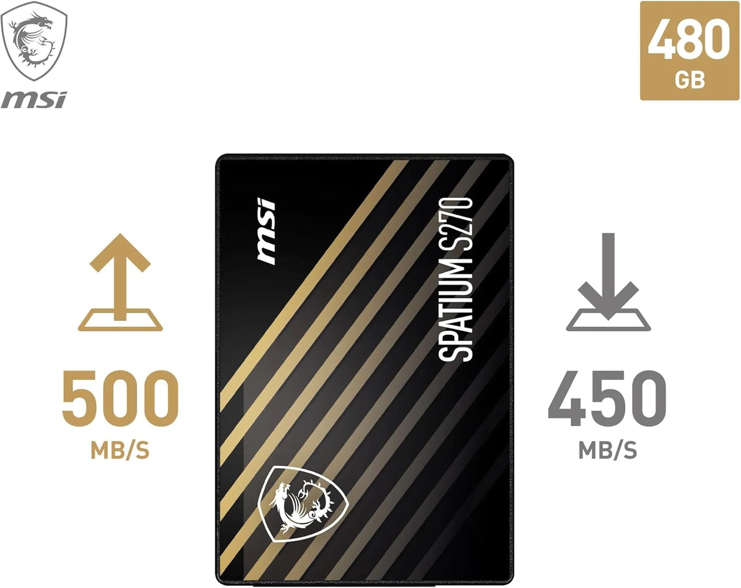 Unidad de Estado Solido SSD 2.5 480GB MSI SPATIUM S270 SATA III 500/400 MB/s