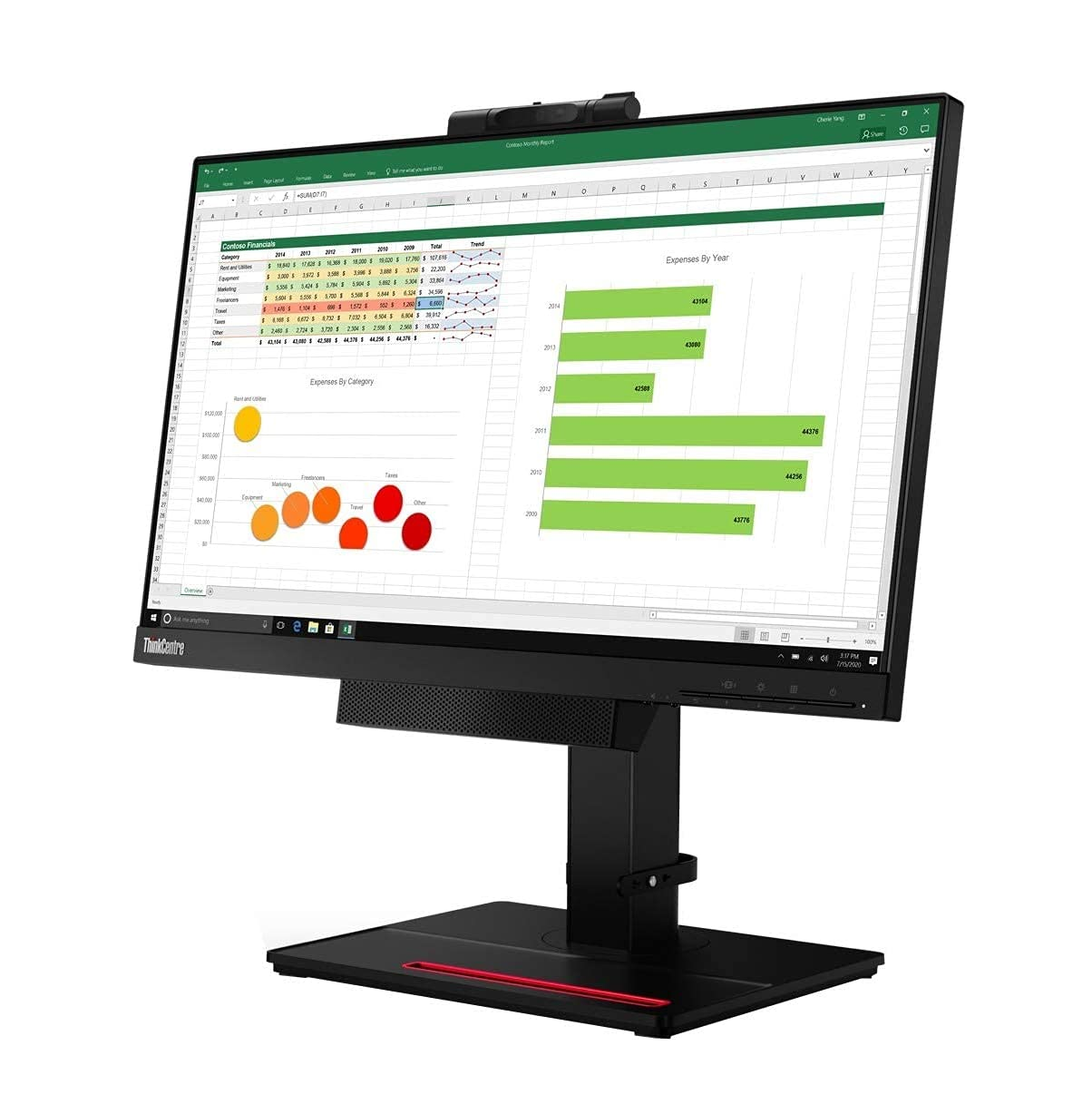 Monitor Lenovo Thinkcentre 24 Altavoz Y Camara Web 11gdpar1us color Negro