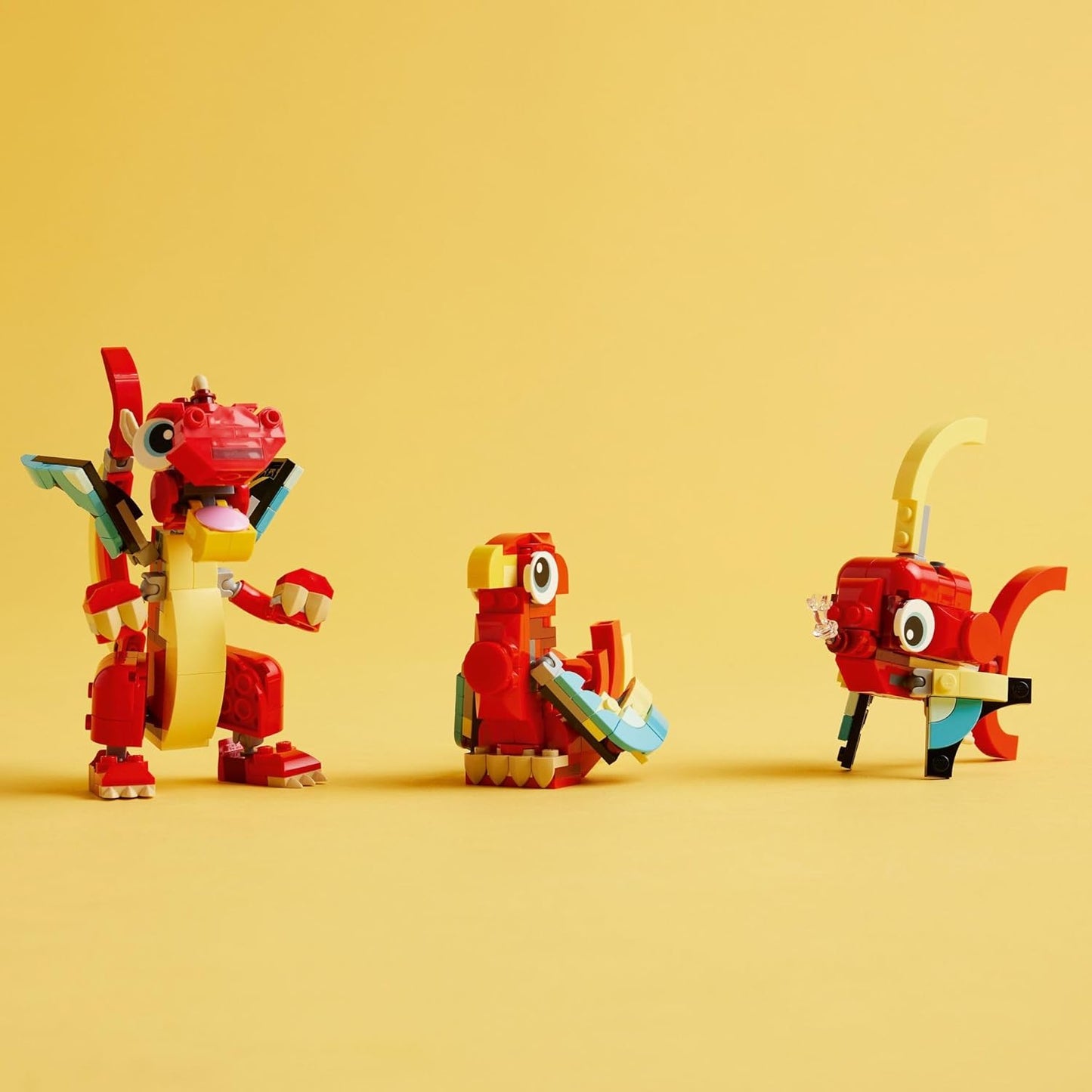 Lego® Creator 3en1 Dragón Rojo Juguete De Construcción 3 En 1, Convertible En Una Figura De Un Pez O En Un Modelo De Un Fénix 31145