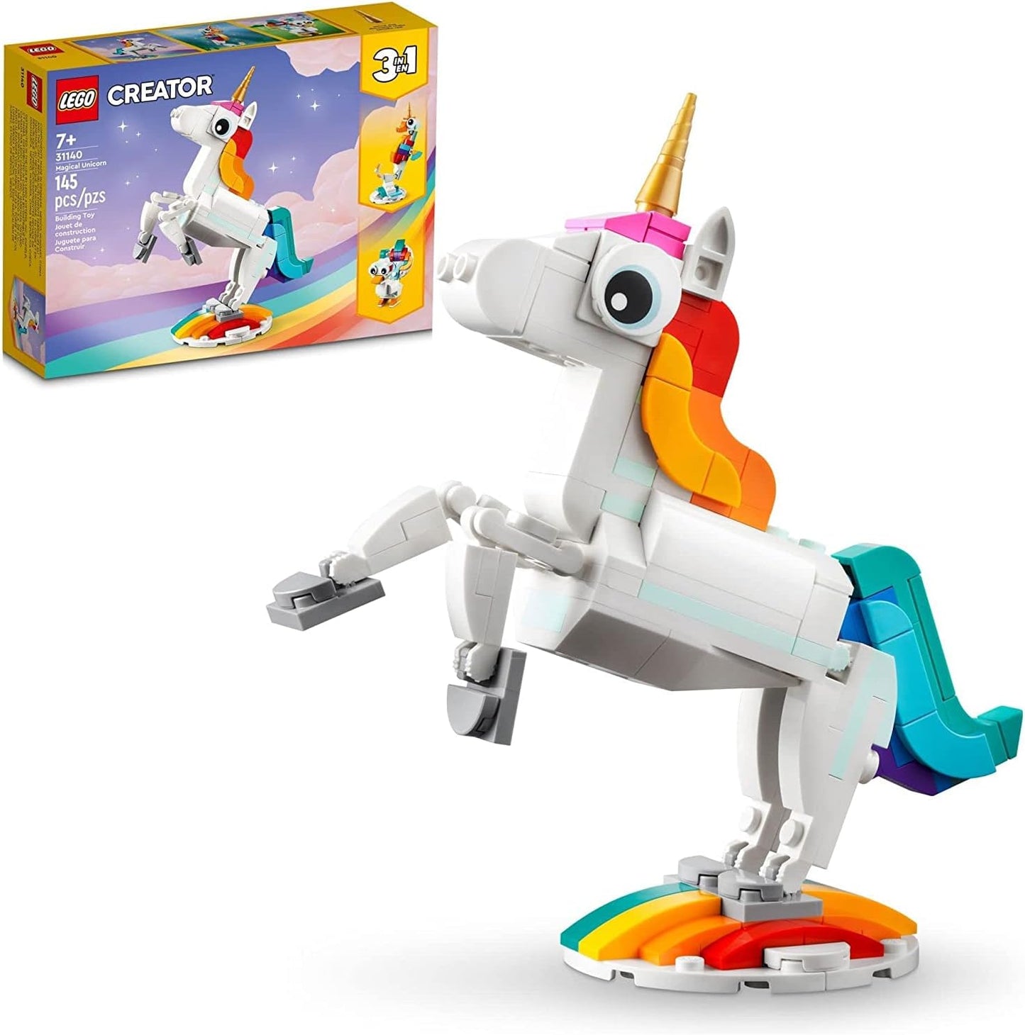 Lego® Creator 31140 Unicornio Mágico, Con Modelos De Un Unicornio, Un Caballito De Mar Y Un Pavorreal Para Niños Y Niñas A Partir De 7 Años