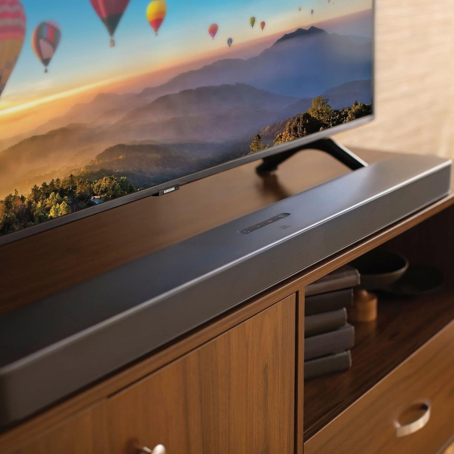 Barra de sonido JBL con subwoofer, configuración de canales 5.1