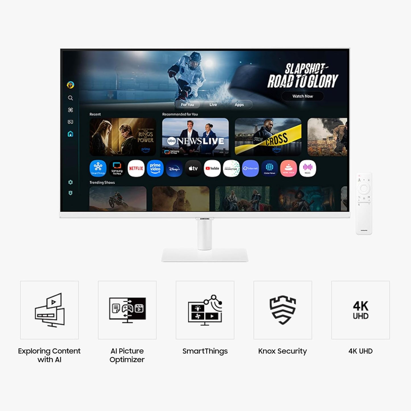 Monitor inteligente Samsung M7 de 32 pulgadas (M70F) con pantalla 4K UHD, Samsung KI-Vision, aplicaciones de Smart TV, Gaming Hub, USB-C, HDMI y USB-A, blanco, LS32FM703UNXZA, 2025