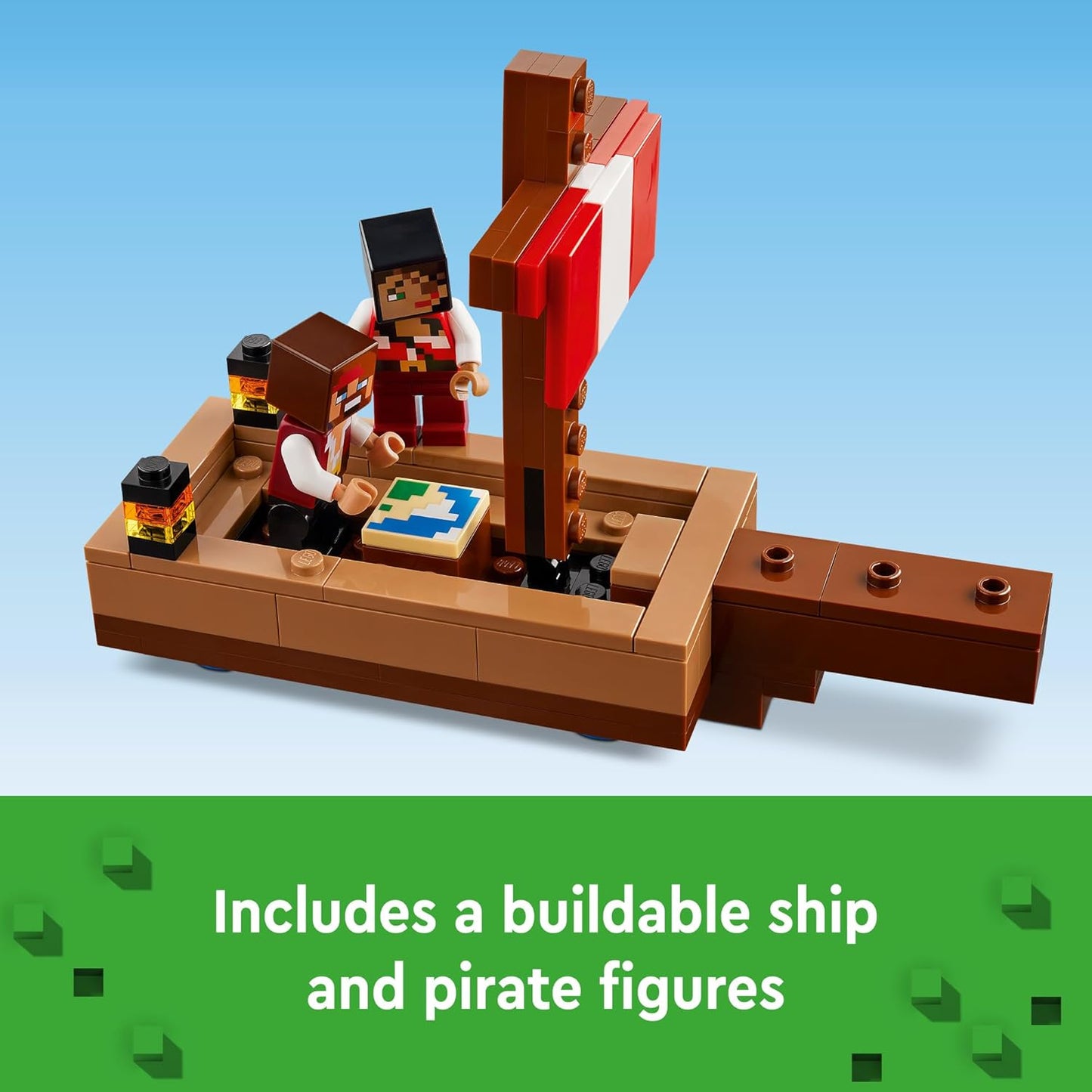 Lego® Minecraft® El Viaje En El Barco Pirata 21259; Figuras Para Armar Y Juegos De Construcción; Aventura En El Mar De Un Barco Pirata Que Incluye Dos Piratas Y Juguetes Entretenidos Para Niños