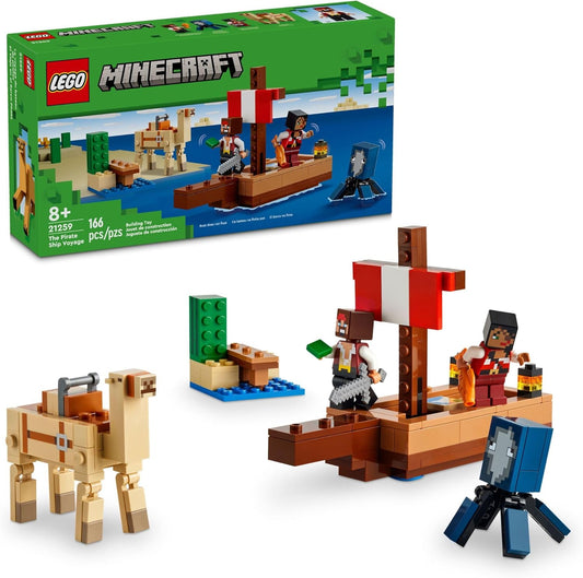 Lego® Minecraft® El Viaje En El Barco Pirata 21259; Figuras Para Armar Y Juegos De Construcción; Aventura En El Mar De Un Barco Pirata Que Incluye Dos Piratas Y Juguetes Entretenidos Para Niños