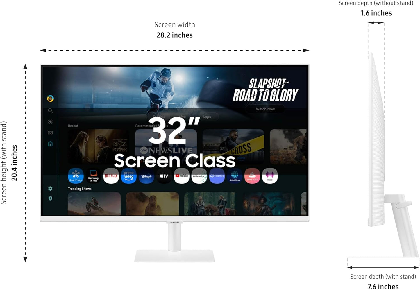Monitor inteligente Samsung M7 de 32 pulgadas (M70F) con pantalla 4K UHD, Samsung KI-Vision, aplicaciones de Smart TV, Gaming Hub, USB-C, HDMI y USB-A, blanco, LS32FM703UNXZA, 2025