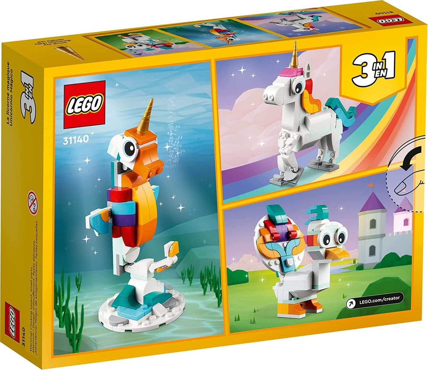 Lego® Creator 31140 Unicornio Mágico, Con Modelos De Un Unicornio, Un Caballito De Mar Y Un Pavorreal Para Niños Y Niñas A Partir De 7 Años