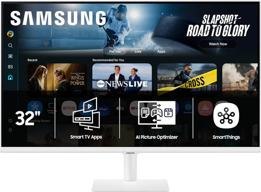 Monitor inteligente Samsung M7 de 32 pulgadas (M70F) con pantalla 4K UHD, Samsung KI-Vision, aplicaciones de Smart TV, Gaming Hub, USB-C, HDMI y USB-A, blanco, LS32FM703UNXZA, 2025