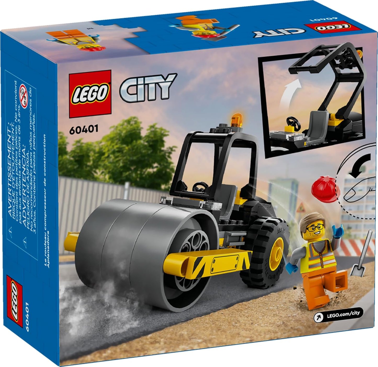 Lego® City Aplanadora Juguete De Construcción De Vehículo Modelo De Camión Con Minifigura De Una Trabajadora, Juego Para Niños Y Niñas Mayores De 5 Años 60401