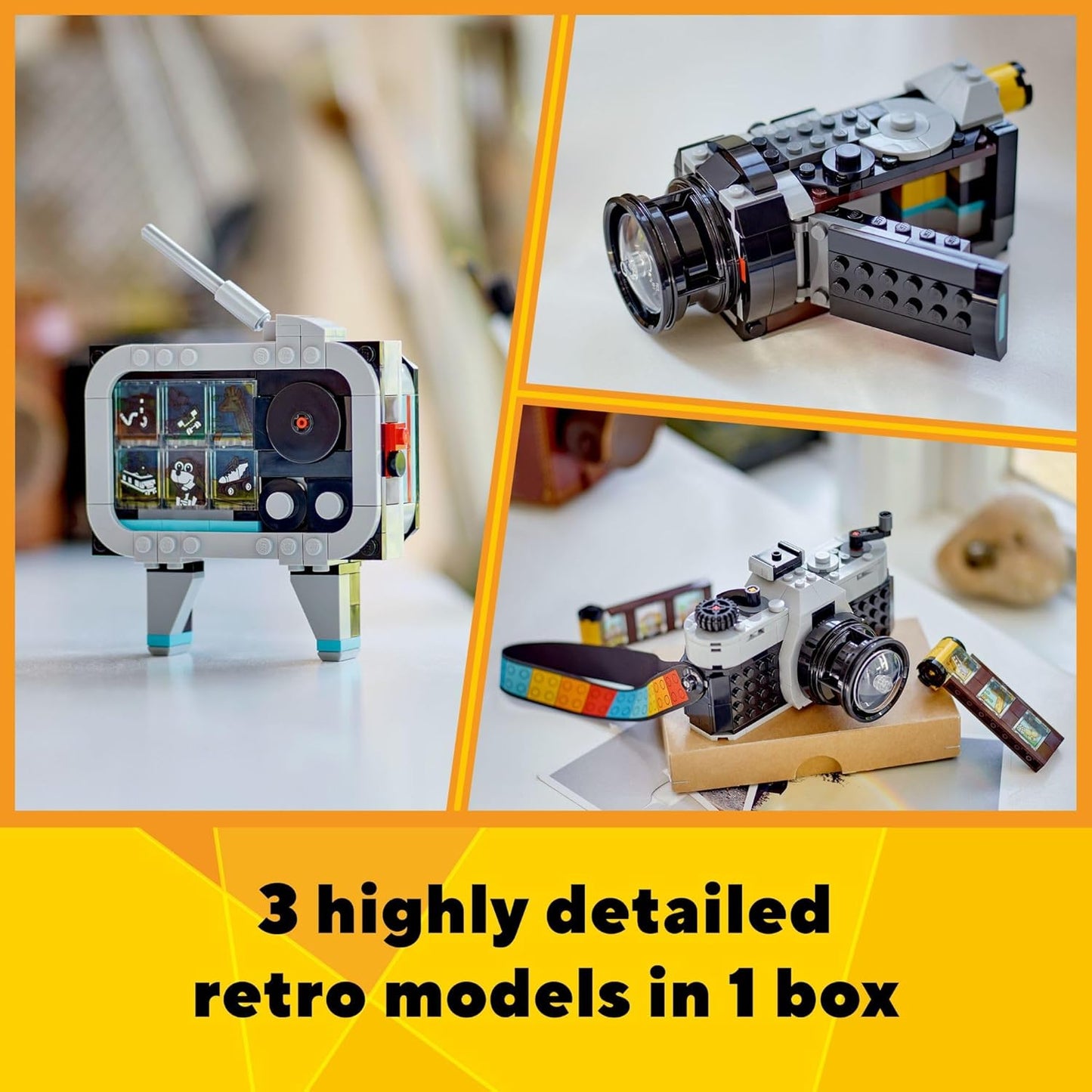 Lego® Creator Cámara Retro 31147; Juguete 3en1 Con Modelos De Un Televisor Y Una Videocámara