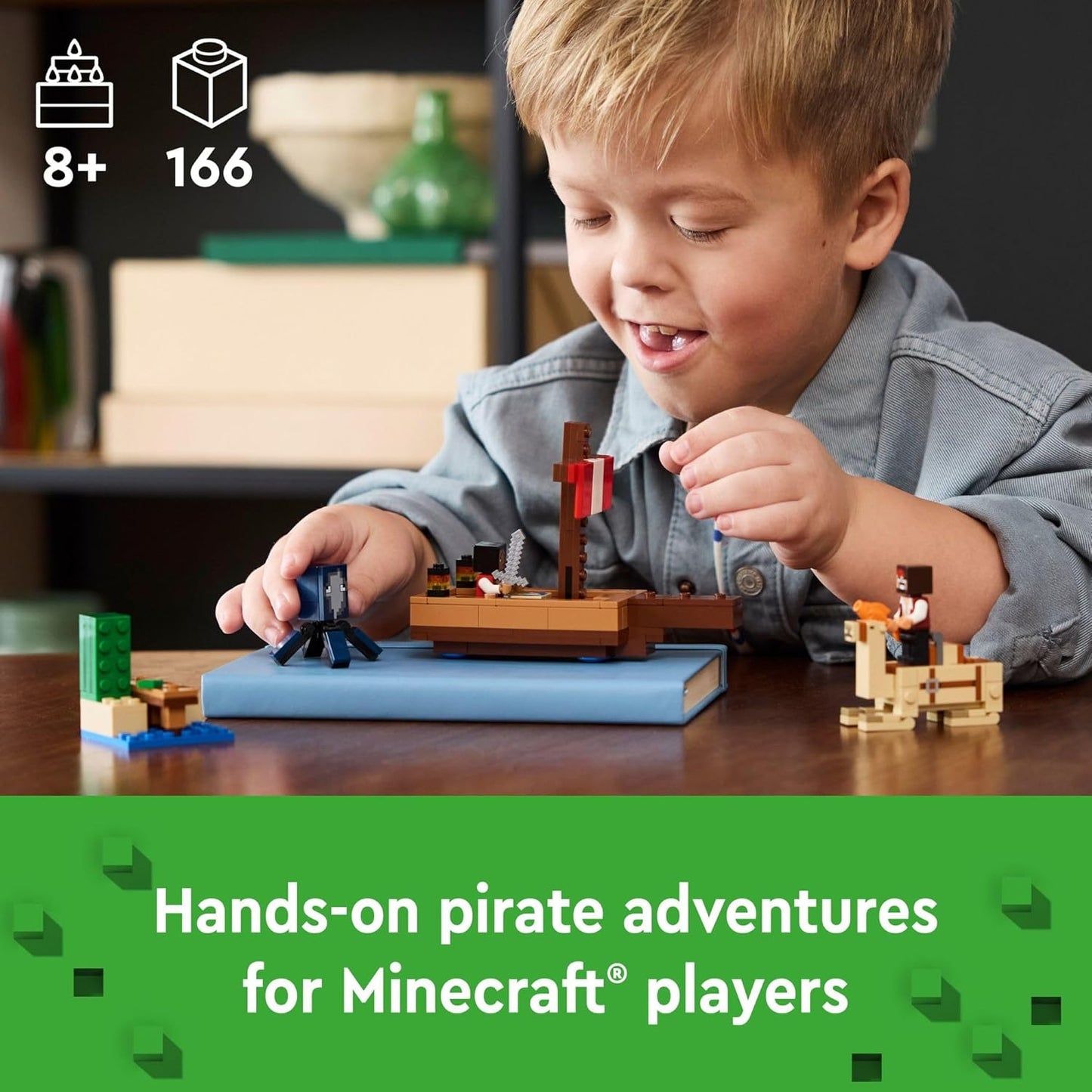 Lego® Minecraft® El Viaje En El Barco Pirata 21259; Figuras Para Armar Y Juegos De Construcción; Aventura En El Mar De Un Barco Pirata Que Incluye Dos Piratas Y Juguetes Entretenidos Para Niños