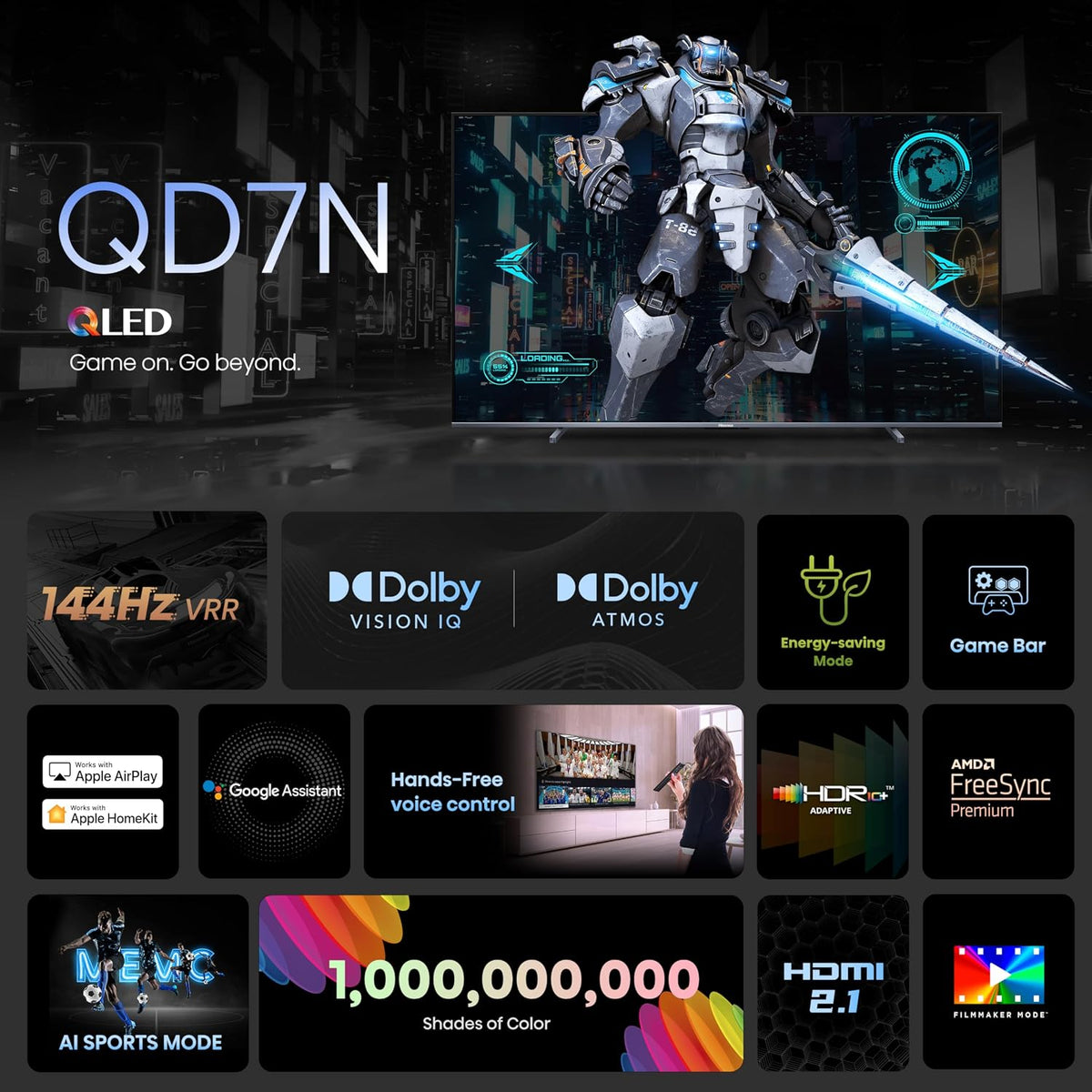 Televisión Pantalla 100 Pulgadas Hisense QLED Google TV 4K UHD 100QD7N