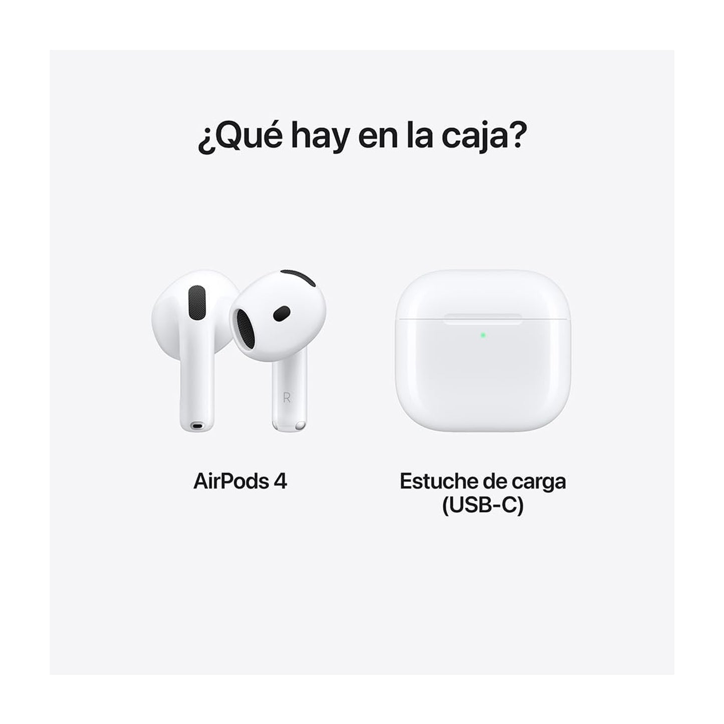 Audífonos inalámbricos AirPods 4 de Apple,audífonos Bluetooth,Audio Espacial Personalizado,Resistentes al Polvo,al Agua y al Sudor,Chip H2,hasta 30 Horas de batería,fácil configuración para el iPhone