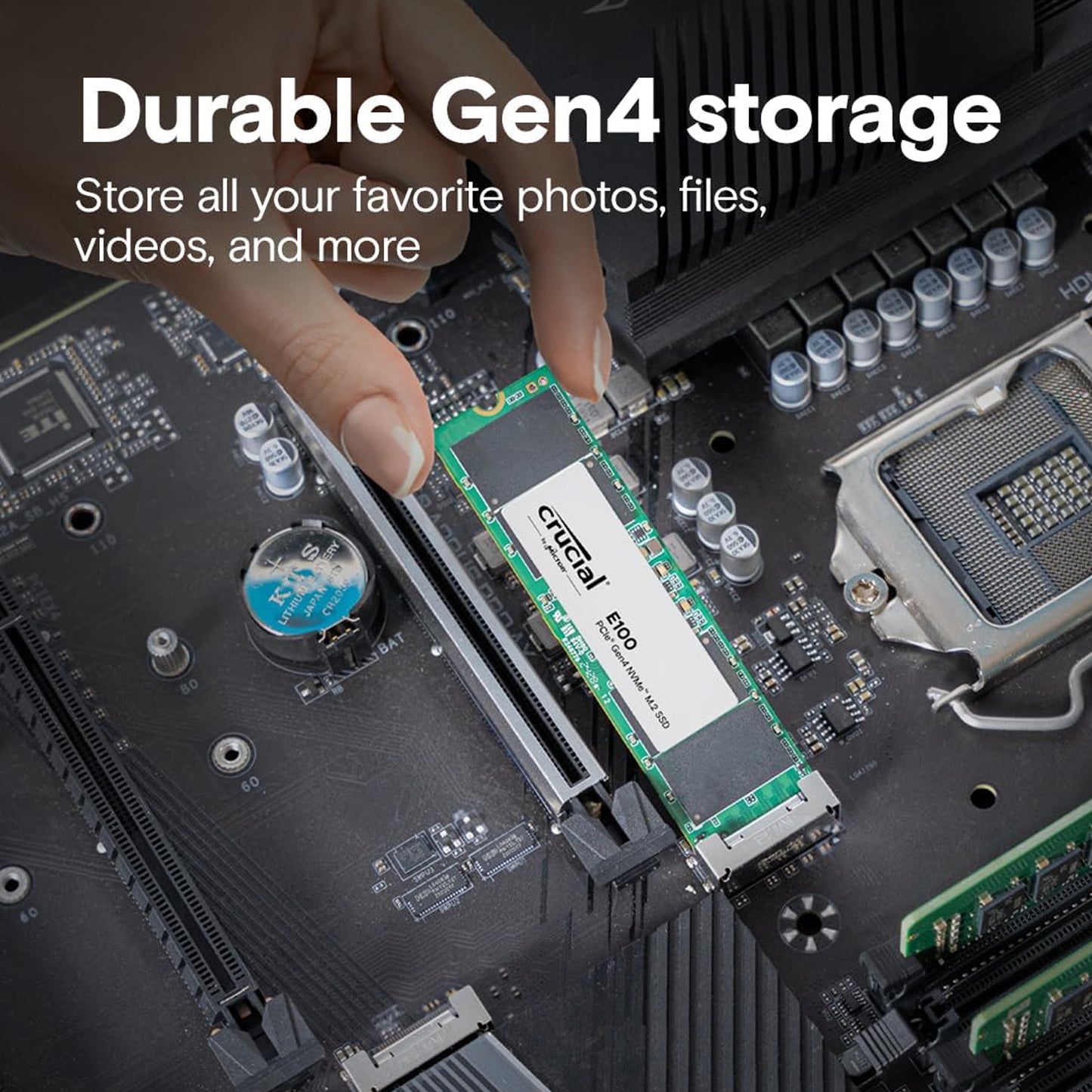 Crucial E100 SSD Interno M.2 NVMe PCIe Gen4 de 1 TB, hasta 5000 MB/s, Compatible con portátiles y computadoras de computadora - CT1000E100SSD8