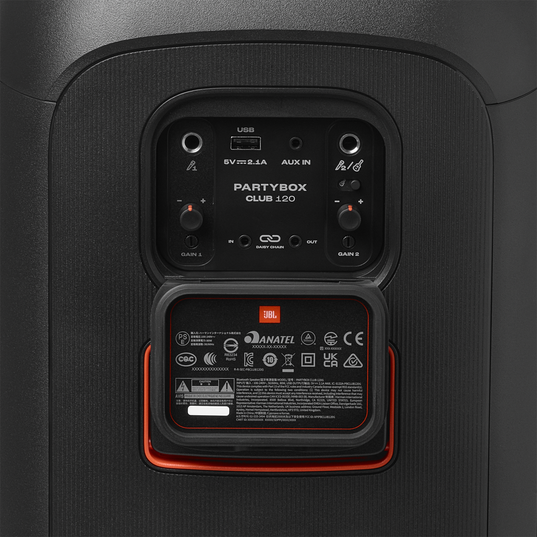 Bocina Jbl Partybox Club 120 Portátil Bluetooth Waterproof Pro Sound 160w De Potencia Reproducción 12 Horas Efecto Luz Led