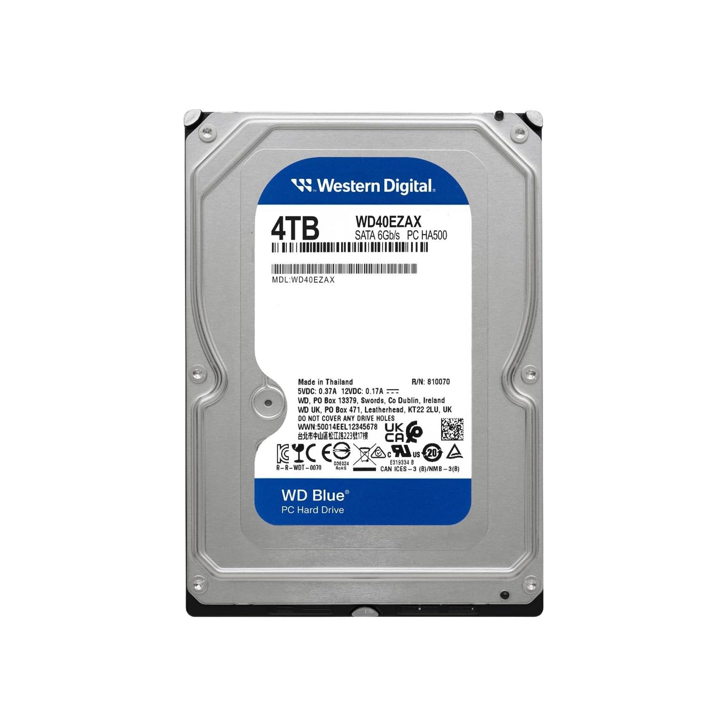 Western Digital 4TB WD Blue PC Disco Duro Interno HDD - 5400 RPM, SATA 6 GB/s, caché de 256 MB, 3.5" - WD40EZAX
