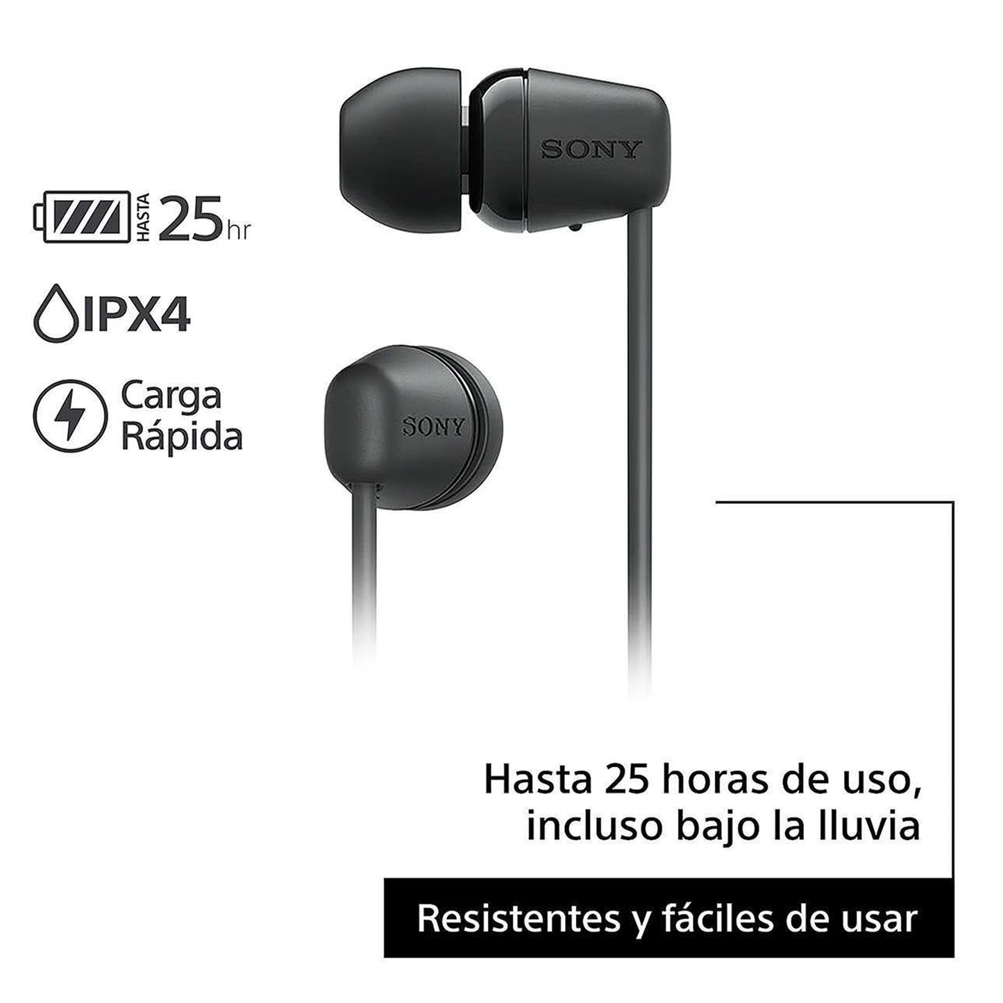 Audífonos In-Ear Sony Negros con Bluetooth WI-C100